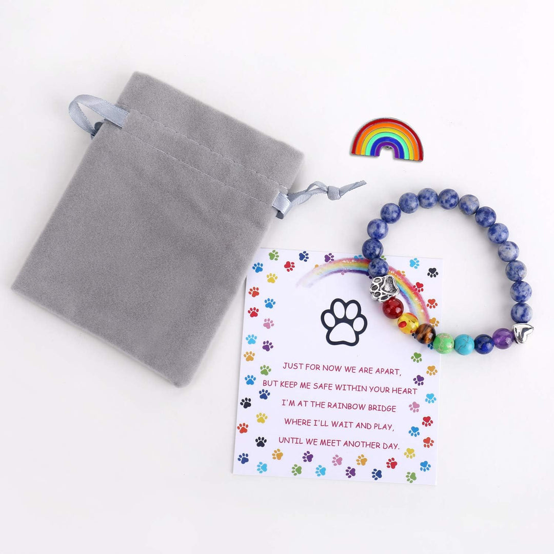 Regenbogenbrücke Gedenkarmband – 7 Chakra Perlen Geschenk für den Verlust eines Haustiers